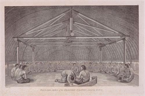 Poulaho, King of the Friendly Islands, drinking Kava
