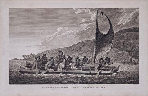 A Canoe of the Sandwich Islands, the Rowers Masked
