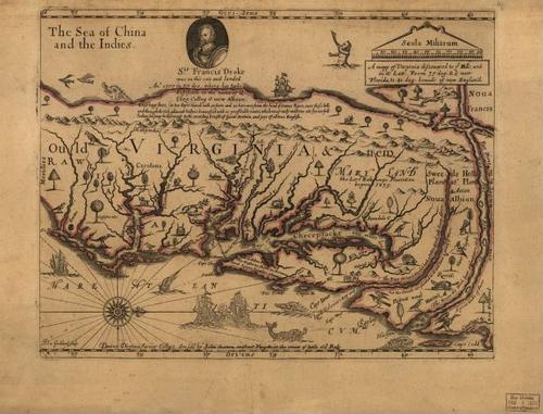 #472: A mapp of Virginia discovered to ye hills, and in it's latt. from 35 deg. & 1/2 neer Florida to 41 deg. bounds of New England
