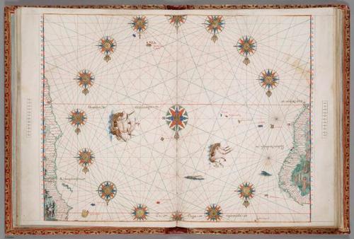 E832 - Vallard - chart 6, Atlantic Ocean with coast of Africa and Brazil